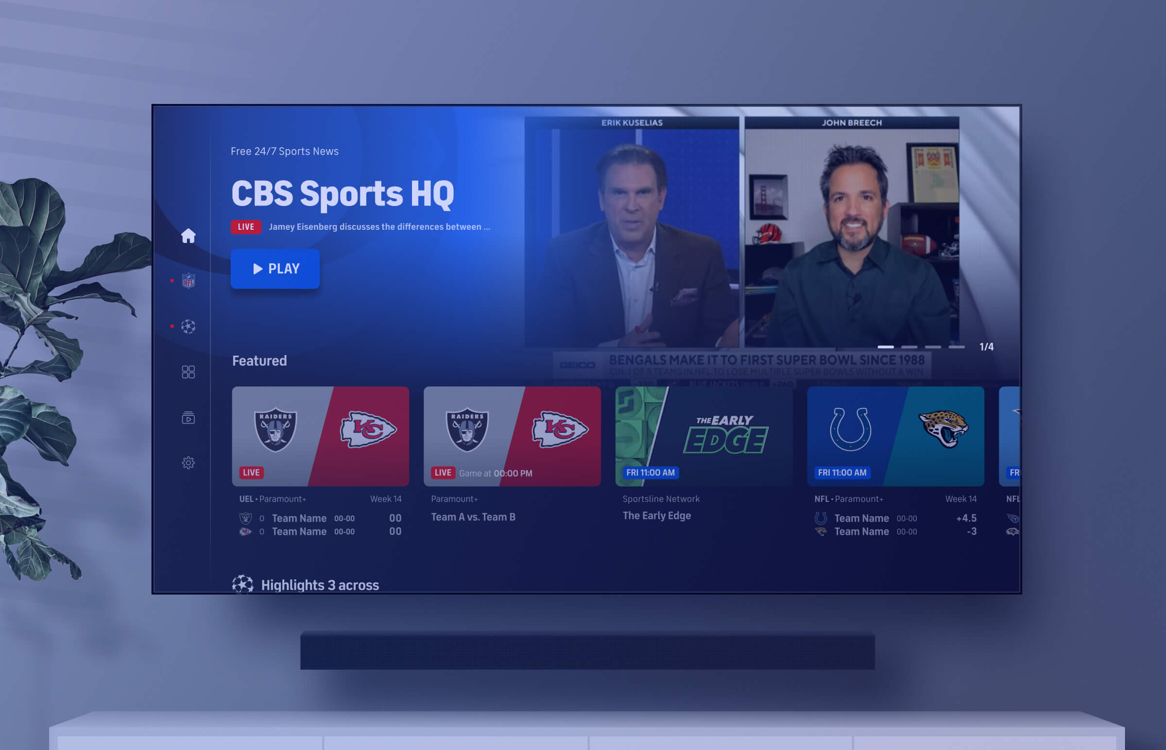 CBS Sports connected and smart TV products
